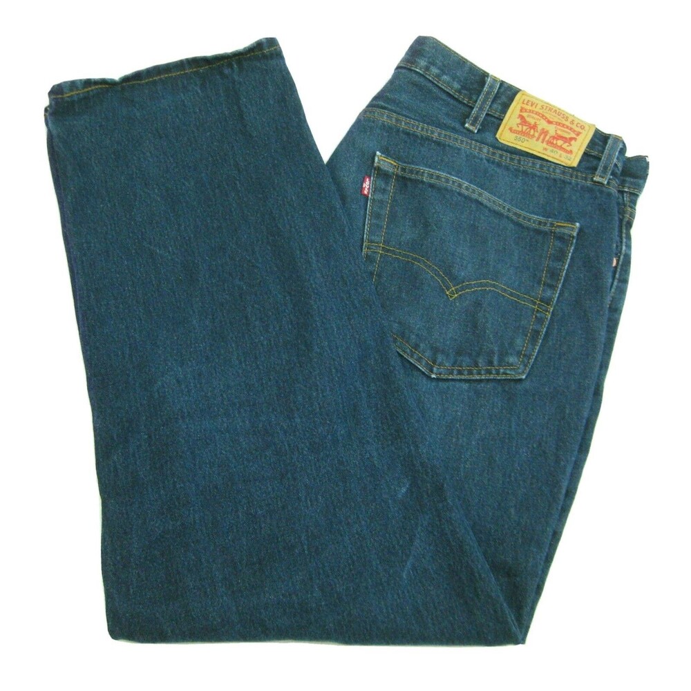 LEVI's 550 Mens (Size 40x32) Dark Blue 100% Cotton Denim Pants 5 Pockets Zip Fly
